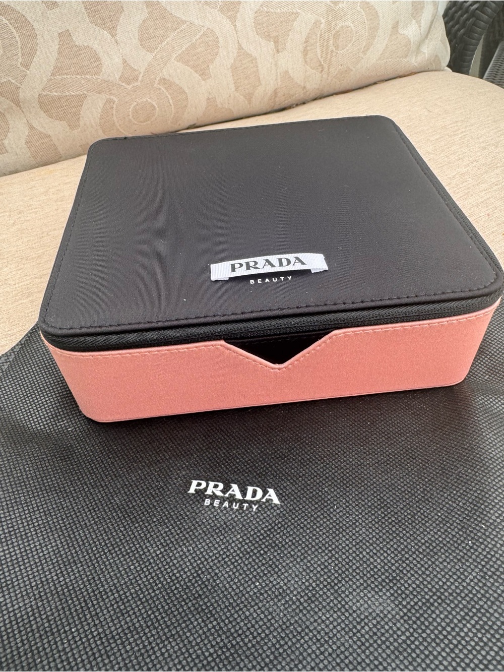 Prada Black Top with Pink Base Cosmetic / Jewelry Case.